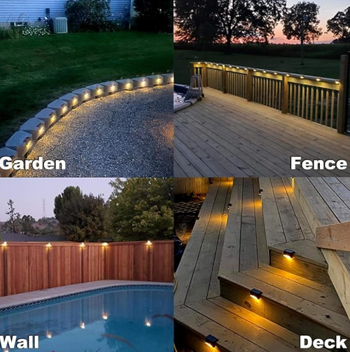 "No Electricity Bill! Solar Deck Lights (Pack of 4) – Auto Night Sensor, Waterproof Outdoor Lighting"