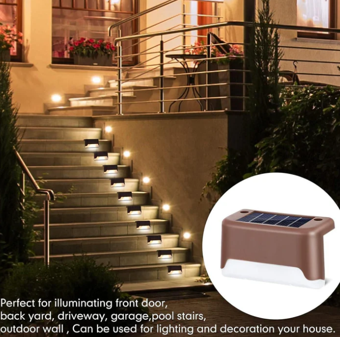 "No Electricity Bill! Solar Deck Lights (Pack of 4) – Auto Night Sensor, Waterproof Outdoor Lighting"