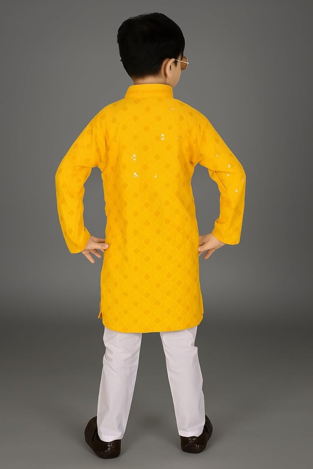 Kids Ethnic Yellow Kurta Pajama Set for Boys | Festive & Wedding Traditional Wear | Comfortable Cotton Blend Outfit for Party & Function
